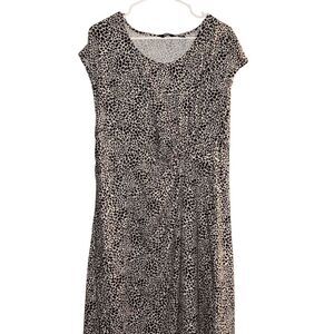 Land's End Women's Leopard Print Knit Midi‎ Dress Size L Casual